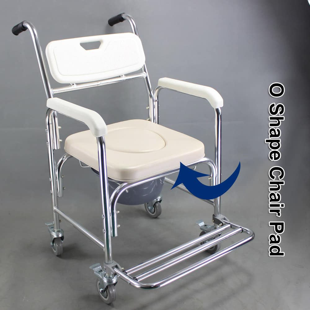 3-in-1 Mobile Rolling Chair Wheelchair Commode Bedside Toilet Chair Shower Chair - Image 7