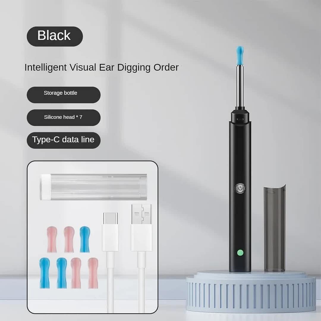 White Smart Visual Ear Cleaner with 7 Silicone Tips and Type-C Charging Cable - Image 2