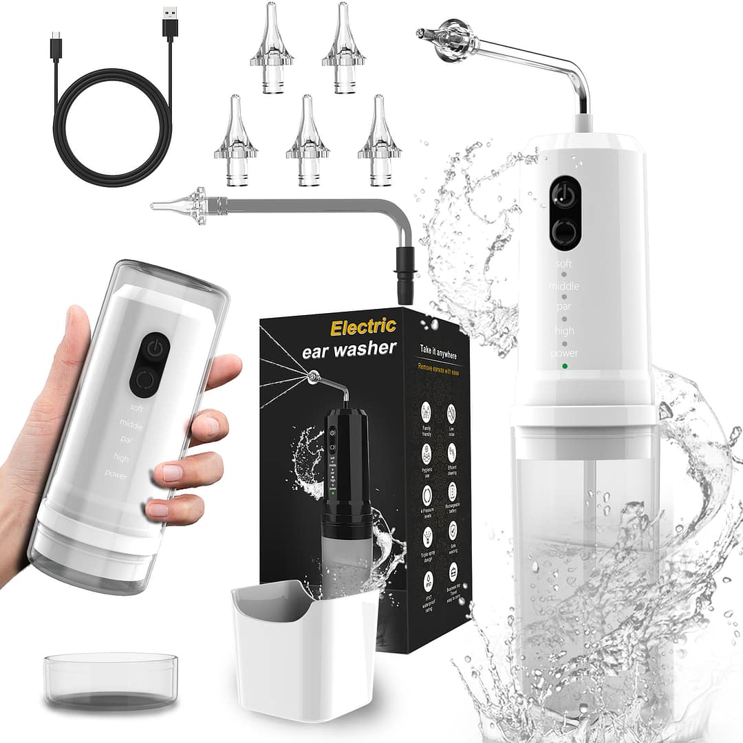 Electric Ear Wax Removal Kit & Nasal Irrigator - 4 Modes| IPX7 Waterproof(white)