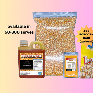 Popcorn Kits Includes Kernels, Oil, Salt with or without Bags
