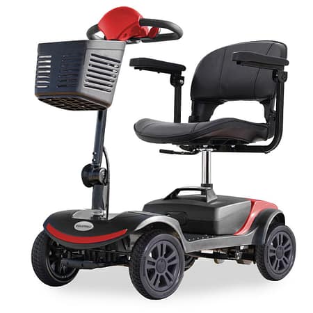 EQUIPMED Electric Mobility Scooter Portable Folding for Elderly Older Adult |SmartRider Black & Red