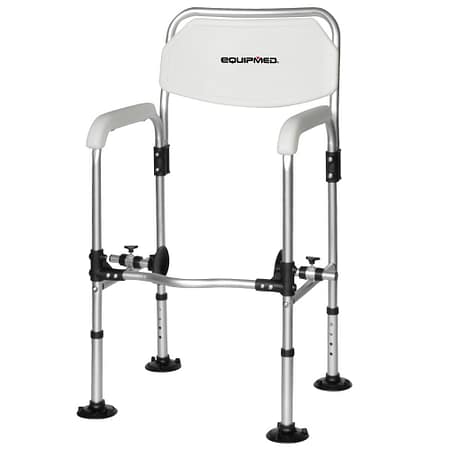 Equipmed Over Toilet Support Frame Safety Grab Rail Aid| 136kg Capacity| Adjustable Height| Non-Slip Feet and Clamps