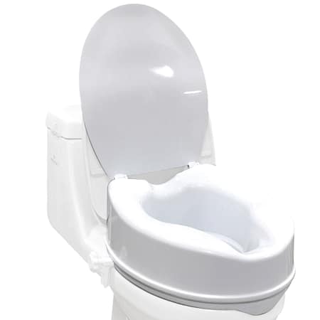 EQUIPMED Raised Over Toilet Seat| 10cm Riser| 125kg Capacity| Raiser with Lid| White