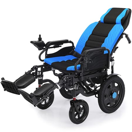 EQUIPMED Power Electric Wheelchair| Wide Bariatric Chair| Comfortable for S-XL| Long Range| Recline Adjustment| Lithium Battery| 16'' Wheels| Headrest| Folding