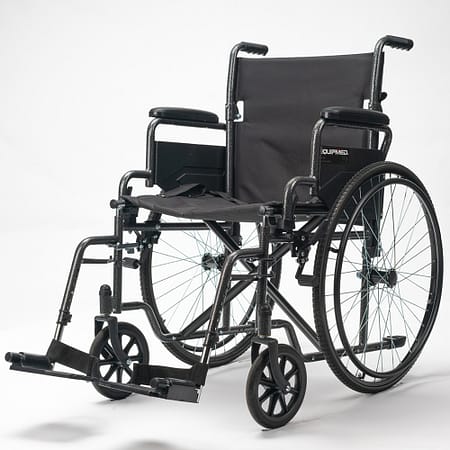 Equipmed 24 Inch Folding Bariatric Wheelchair| XL Wide Design |136kg Capacity| Dark Grey Hammertone