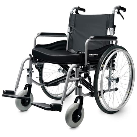 EQUIPMED Extra-Wide Folding Wheelchair |150kg Capacity | 24 Inch Wheels |  Black
