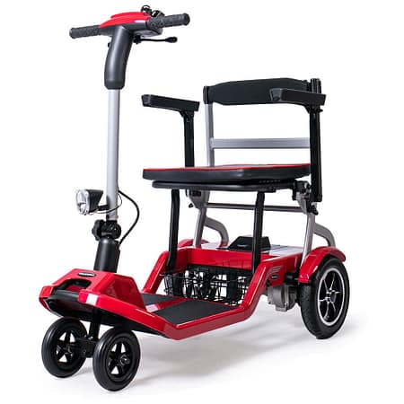 EQUIPMED Ultra-Lightweight Folding Electric Mobility Scooter| 19kg with Battery Removed| 120kg Capacity| Long Range| Brushless Motor| Portable| Red