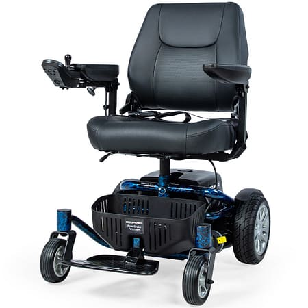 EQUIPMED Heavy Duty Electric Wheelchair| Up to 20km Range| Ultra-Comfortable| Great Turning Circle| Safe Stable Non-Slip Anti-Roll Back Power Chair| Blue