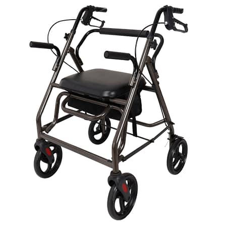 Orthonica Foldable Steel Frame Rollator Walker Lightweight Mobility Aid in Grey