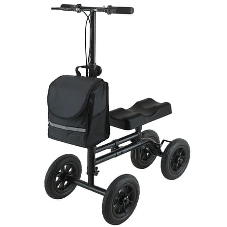 Orthonica Mobility Steel Knee Scooter Walker Steerable Ergonomic Foldable Scooter 10-inch Wheels Height Adjustable Steel Frame 136kg Weight Capacity