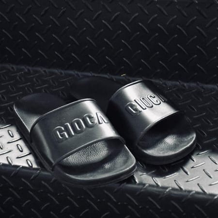 GIOCA EMBOSSED SLIDES BLACK