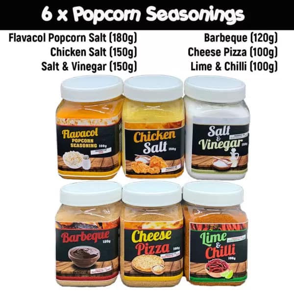 6 x Popcorn Seasonings Jars
