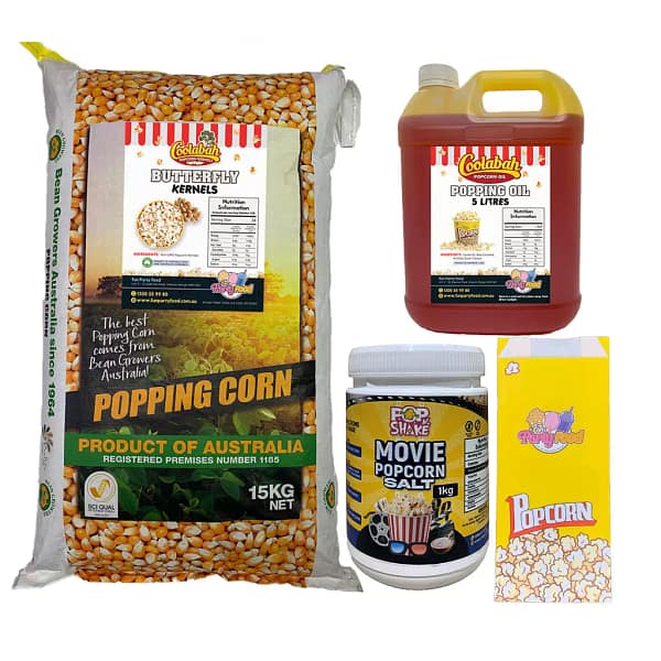 Mega Popcorn Kit Includes Kernels, Oil, Salt with or without Bags
