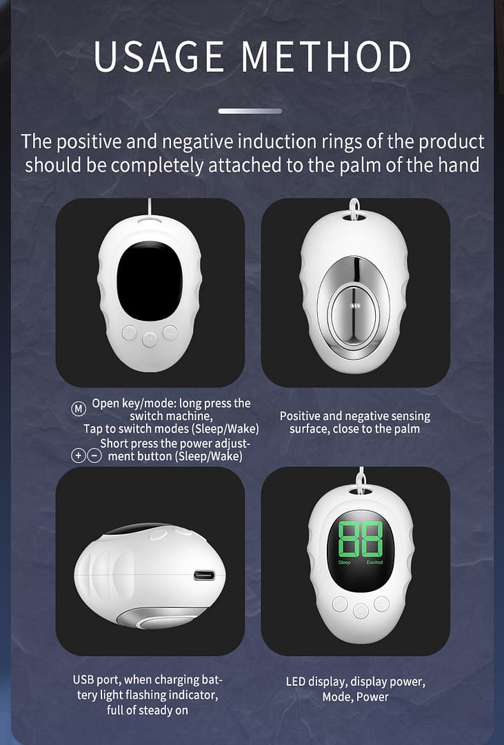 Handheld Microcurrent Sleep Aid Device - USB Rechargeable Pulse Massager for Relaxation & Deep Sleep(black) - Image 6