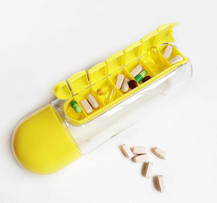 Two 2-in-1 Water Bottle with 7-Day Pill Organizer - 600ml BPA-Free, Portable & Leakproof(Blue) - Image 3