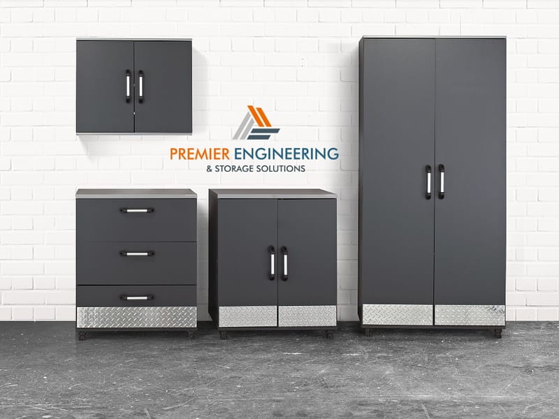 metal storage shelves with doors